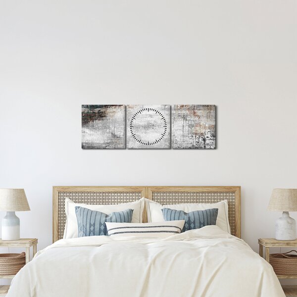 Obraz - Abstraktní texturované plátno (s hodinami) (90x30 cm)