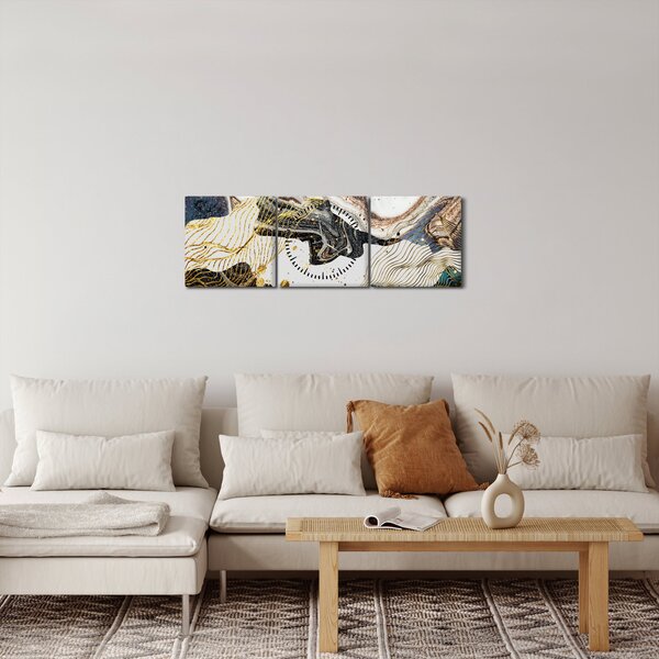Obraz - Designový mramor (s hodinami) (90x30 cm)