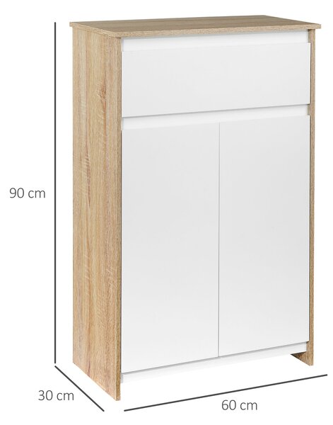 Kleankin Příruční skříňka do koupelny s 1 zásuvkou a 2 dveřmi - Koupelnový úložný kabinet pro obývací pokoj, koupelnu, ložnici - Moderní styl - Proti