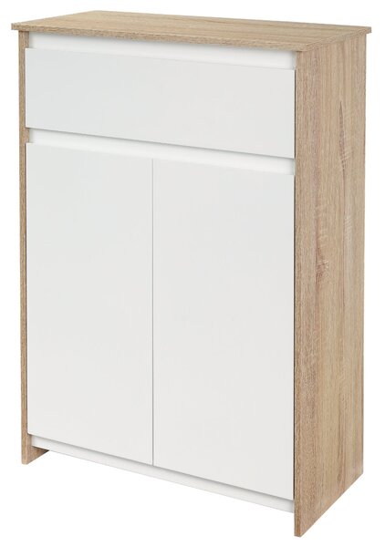 Kleankin Příruční skříňka do koupelny s 1 zásuvkou a 2 dveřmi - Koupelnový úložný kabinet pro obývací pokoj, koupelnu, ložnici - Moderní styl - Proti