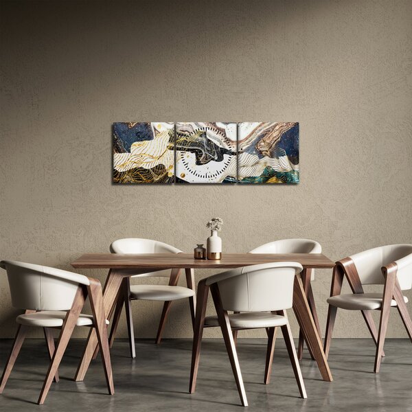 Obraz - Designový mramor (s hodinami) (90x30 cm)