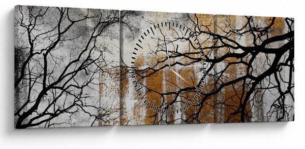 Obraz - Siluety stromů (s hodinami) (90x30 cm)