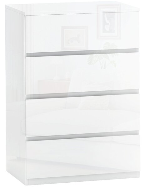 HOMCOM Komoda se 4 zásuvkami Moderní komoda do ložnice s bezpečnostním designem 55x33x80 cm Jasně bílá | Aosom