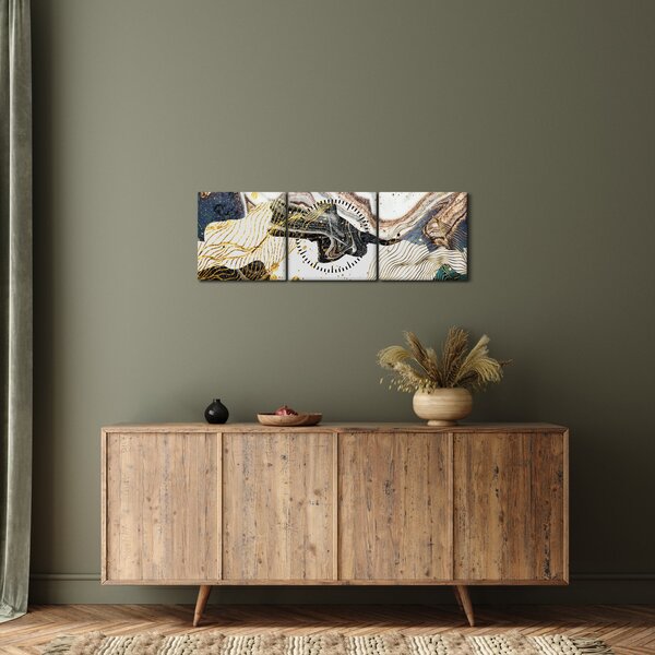 Obraz - Designový mramor (s hodinami) (90x30 cm)