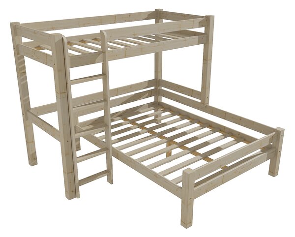 Vomaks Patrová postel s rozšířeným spodním lůžkem 8X8 12B Rozměr: 90 x 200 / 120 x 200 cm, Barva: surové dřevo