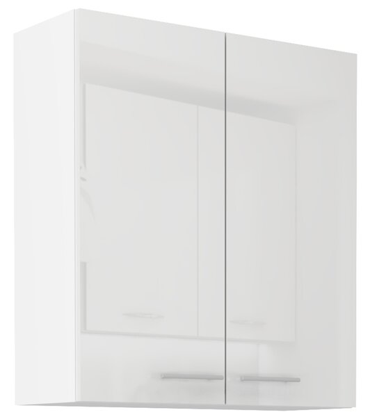 LARA wh | horní skříňka 80G-90 2F s policemi | 80 cm | VYSOKÁ | bílá lesk