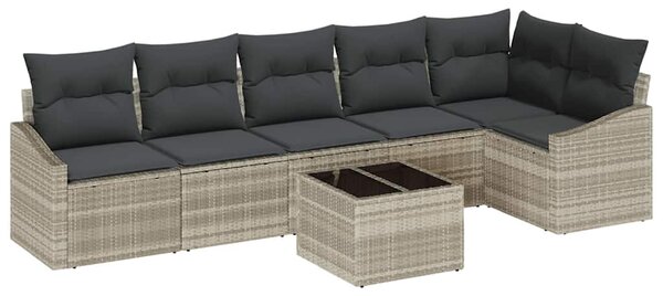 Set pohovek 7 ks Světle šedá polyratan 3346752