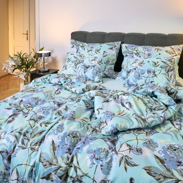 Povlečení SATÉN TENCEL DESIGN garden modrozelená 140 x 200/70 x 90 cm