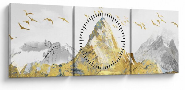 Obraz - Zlatá hora (s hodinami) (90x30 cm)