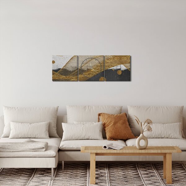 Obraz - Zlaté pírka (s hodinami) (90x30 cm)