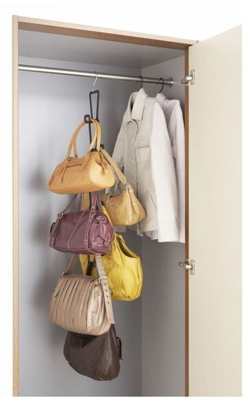 Černý věšák na kabelky se zavěšením na dveře a 6 háčky YAMAZAKI Kanazawa