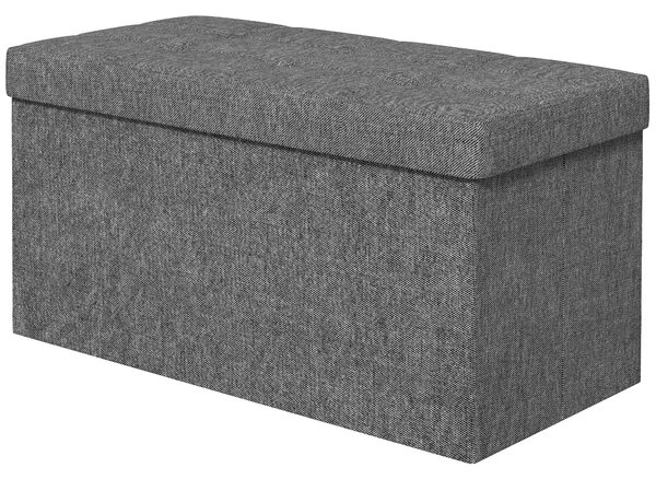 HOMCOM Úložný truhla pro ložnici 84L Skládací úložný taburet čalouněný syntetickým plátnem s víkem pro obývací pokoj 76x38x38 cm Tmavě šedý | Aosom