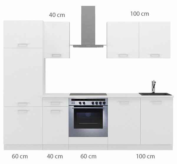 Kuchyňská linka TONI | 260 cm | S PRACOVNÍ DESKOU | bílá/bílá