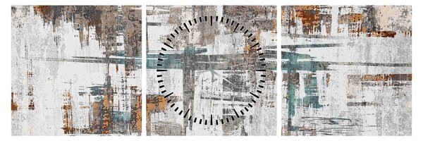 Obraz - Abstraktní tahy (s hodinami) (90x30 cm)