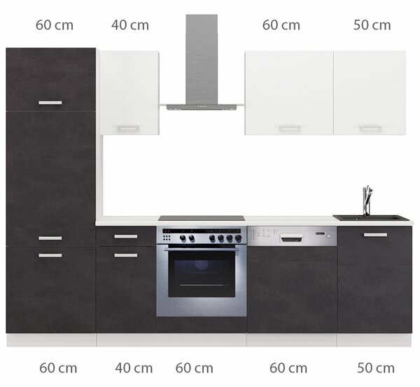 Kuchyňská linka TONI | 270 cm | S PRACOVNÍ DESKOU | bílá/matera