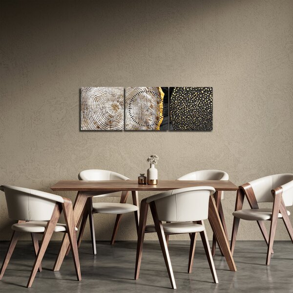 Obraz - Kmen stromu v koláži 2 (s hodinami) (90x30 cm)