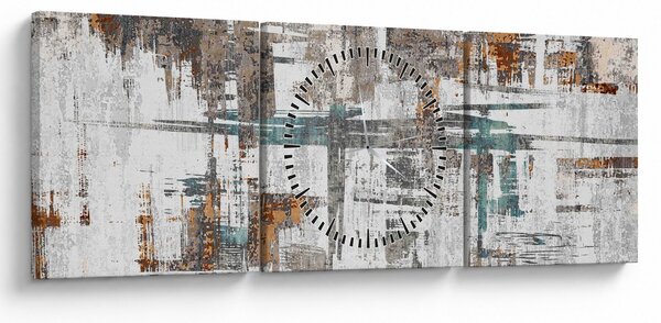 Obraz - Abstraktní tahy (s hodinami) (90x30 cm)