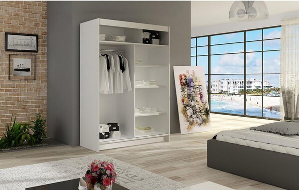 Moderní šatní skříň LINH 3 - šířka 120 cm, bílá