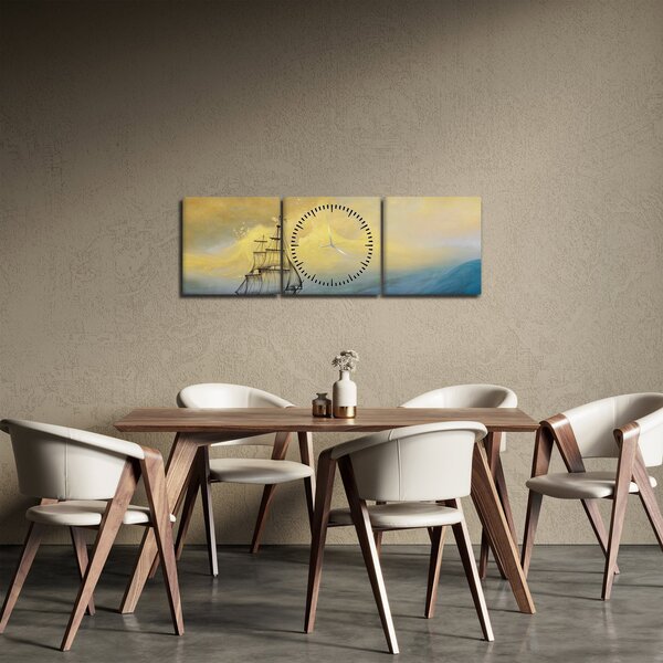 Obraz - Malba loď na moři (s hodinami) (90x30 cm)