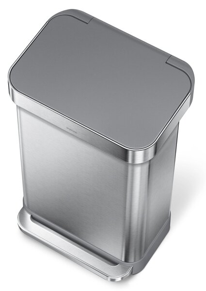 Simplehuman pedálový odpadkový koš - 45 l, kartáčovaná ocel, s šedým víkem, FPP