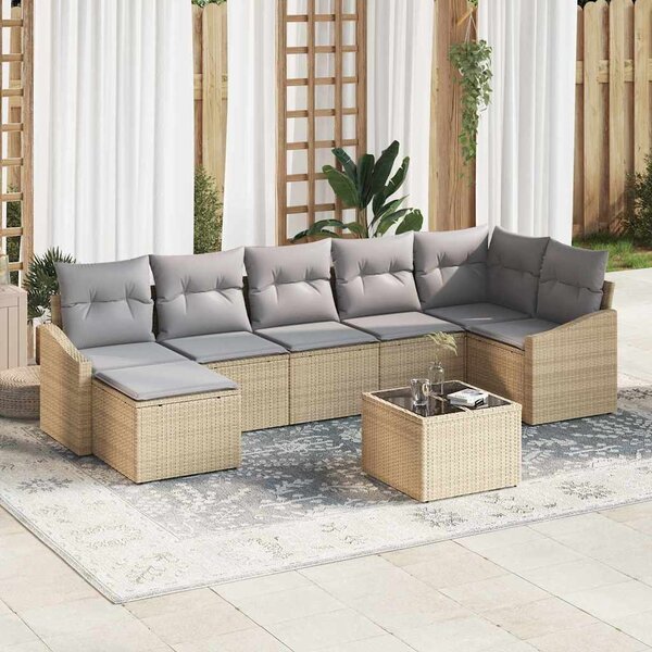Set pohovek 8 ks Béžová polyratan 3346820