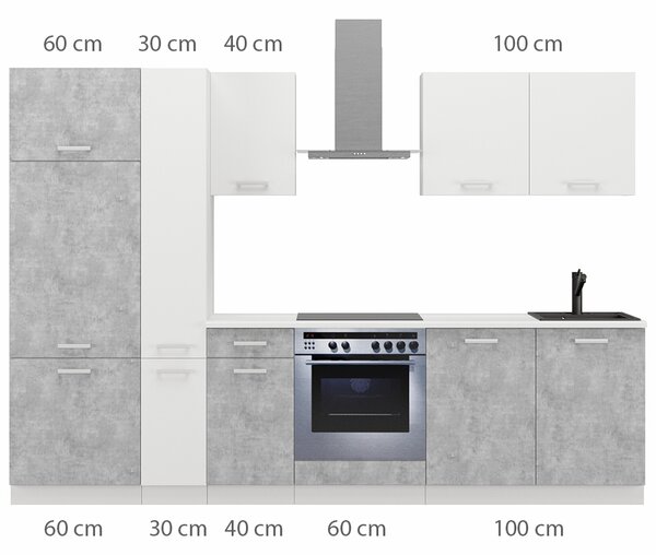 Kuchyňská linka TONI | 290 cm | S PRACOVNÍ DESKOU | bellato šedá