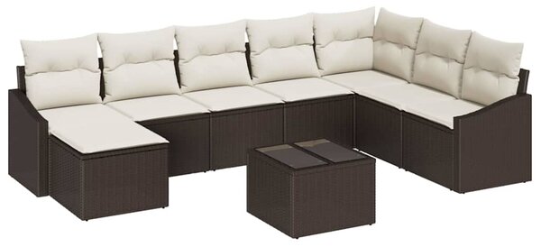 Set pohovek 9 ks Hnědá polyratan 3346848
