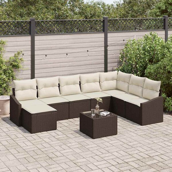 Set pohovek 9 ks Hnědá polyratan 3346848