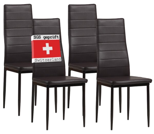 Židle do jídelny Albatros MILANO Set 4, hnědá - Čalouněná židle s potahem z Imitace kůže, moderní stylový design u jídelního stolu - Kuchyňská židle nebo židle do jídelny s vysokou nosností: 110 kg