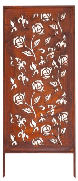Zahradní Paraván z Ušlechtilé Rzi 120x50 cm s Motivem Růží
