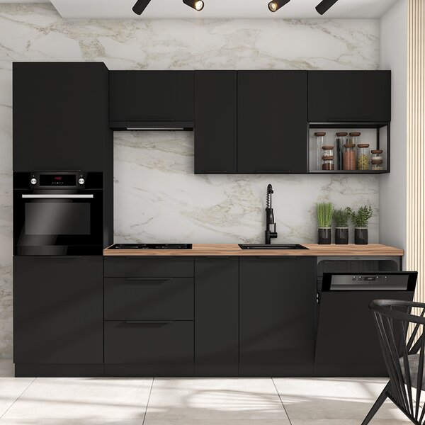 Kuchyňská linka SIENA a | 260 cm | UNI dvířka | PREMIUM BOX | černá