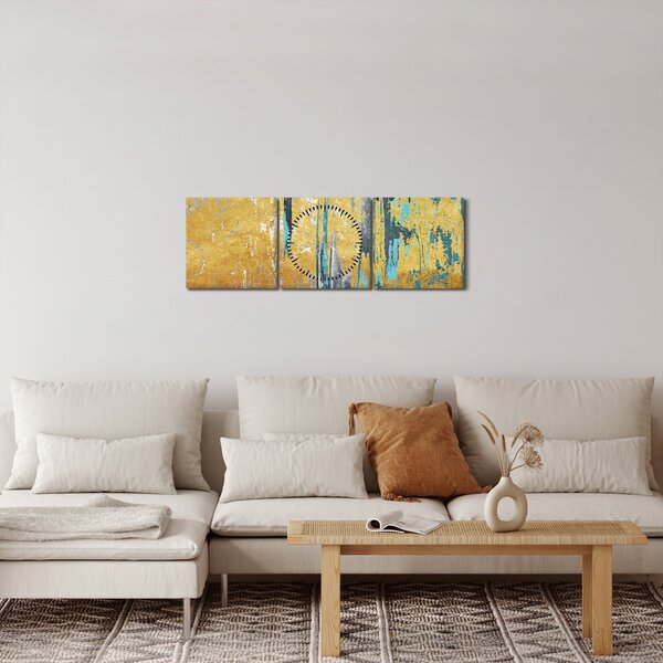 Obraz - Zlatý design (s hodinami) (90x30 cm)