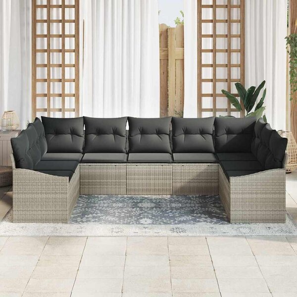 Set pohovek 9 ks Světle šedá polyratan 3346882
