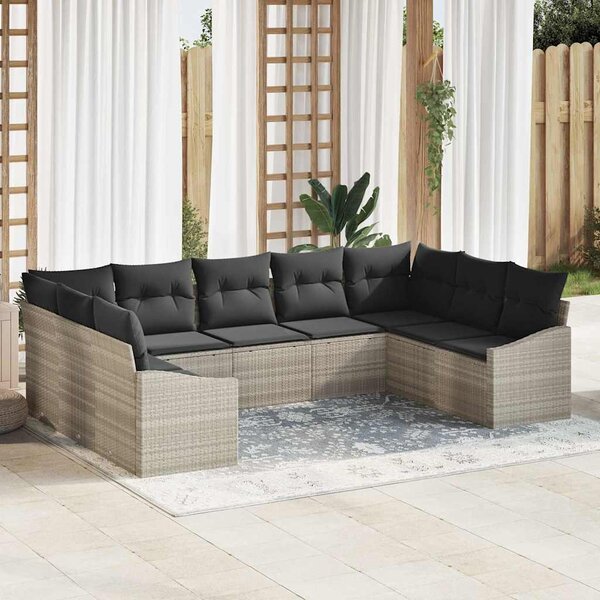 Set pohovek 9 ks Světle šedá polyratan 3346882