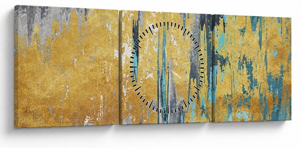 Obraz - Zlatý design (s hodinami) (90x30 cm)