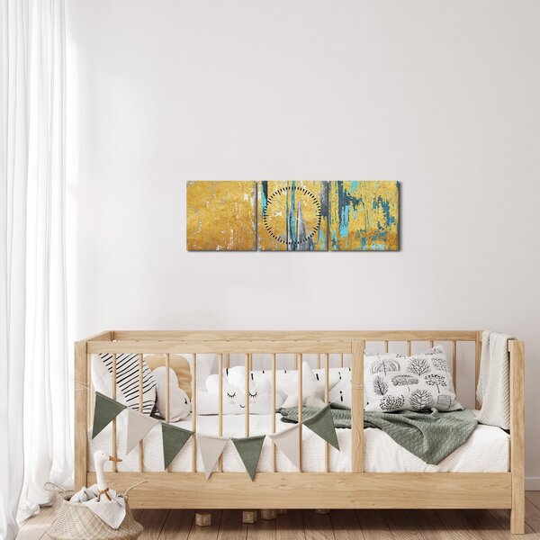 Obraz - Zlatý design (s hodinami) (90x30 cm)