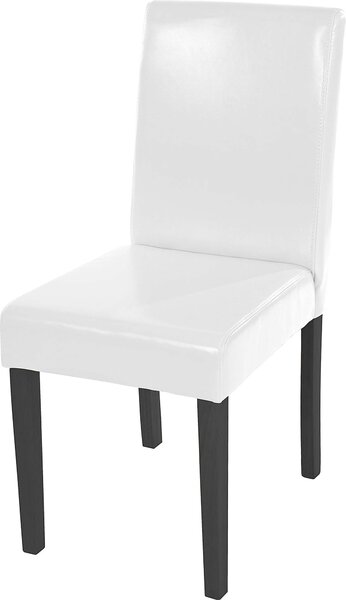 Jídelní židle Littau, kuchyňská židle, kůže bílá, tmavé nohy