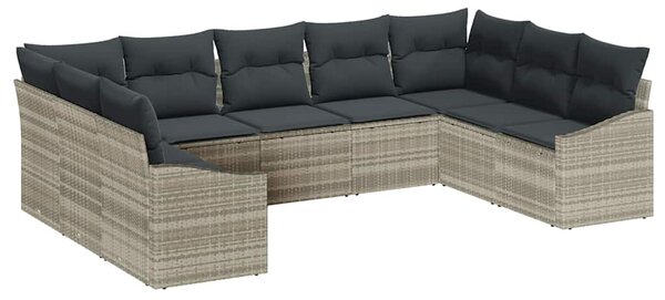 Set pohovek 9 ks Světle šedá polyratan 3346882