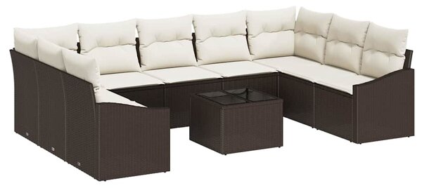 Set pohovek 10 ks Hnědá polyratan 3346888