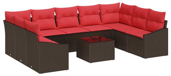 Set pohovek 10 ks Hnědá polyratan 3346894
