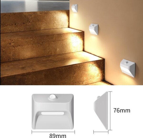 Immax 08308L - LED Nab schod sv se senz STEP LIGHT 0,3W/3,7V 2200 mAh IP53 bílá