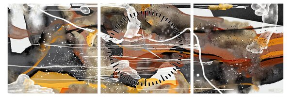 Obraz - Abstrakce (s hodinami) (90x30 cm)