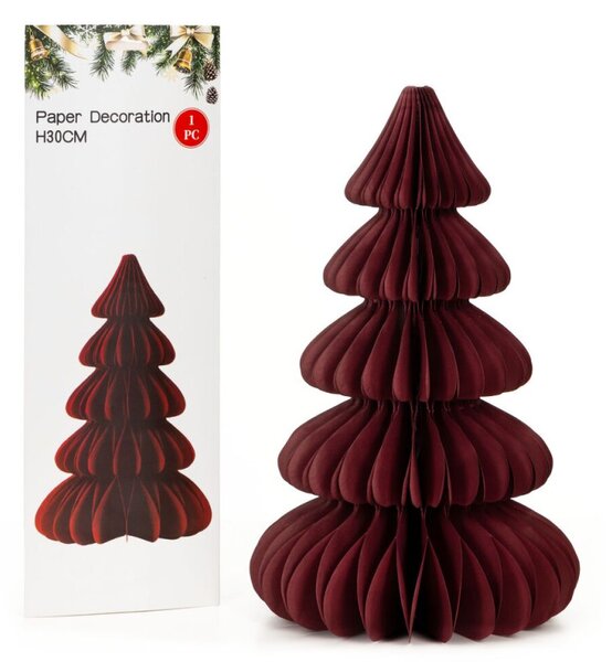 Vánoční stromeček 3D papírový 30 cm SPRINGOS CA1635 vínový
