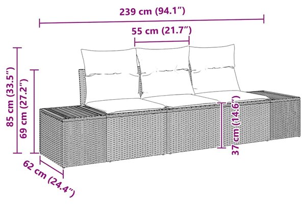 Set pohovek 3 ks Černá polyratan 3346923