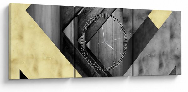 Obraz - Texturované tvary (s hodinami) (90x30 cm)