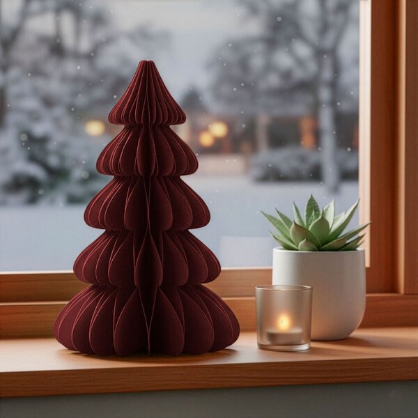Vánoční stromeček 3D papírový 30 cm SPRINGOS CA1635 vínový