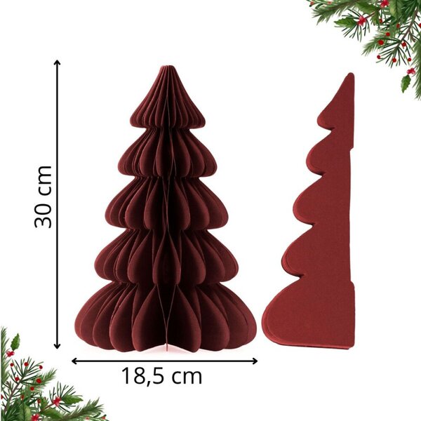 Vánoční stromeček 3D papírový 30 cm SPRINGOS CA1635 vínový