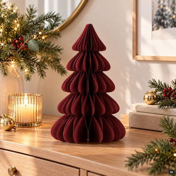Vánoční stromeček 3D papírový 30 cm SPRINGOS CA1635 vínový