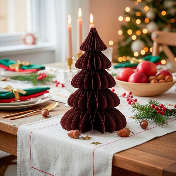 Vánoční stromeček 3D papírový 30 cm SPRINGOS CA1635 vínový