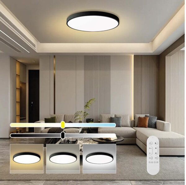 Immax NEO 07314L-LED Stm strop sv SEMPLICI 128W/230V pr.100cm Wi-FiTuya černá+DO